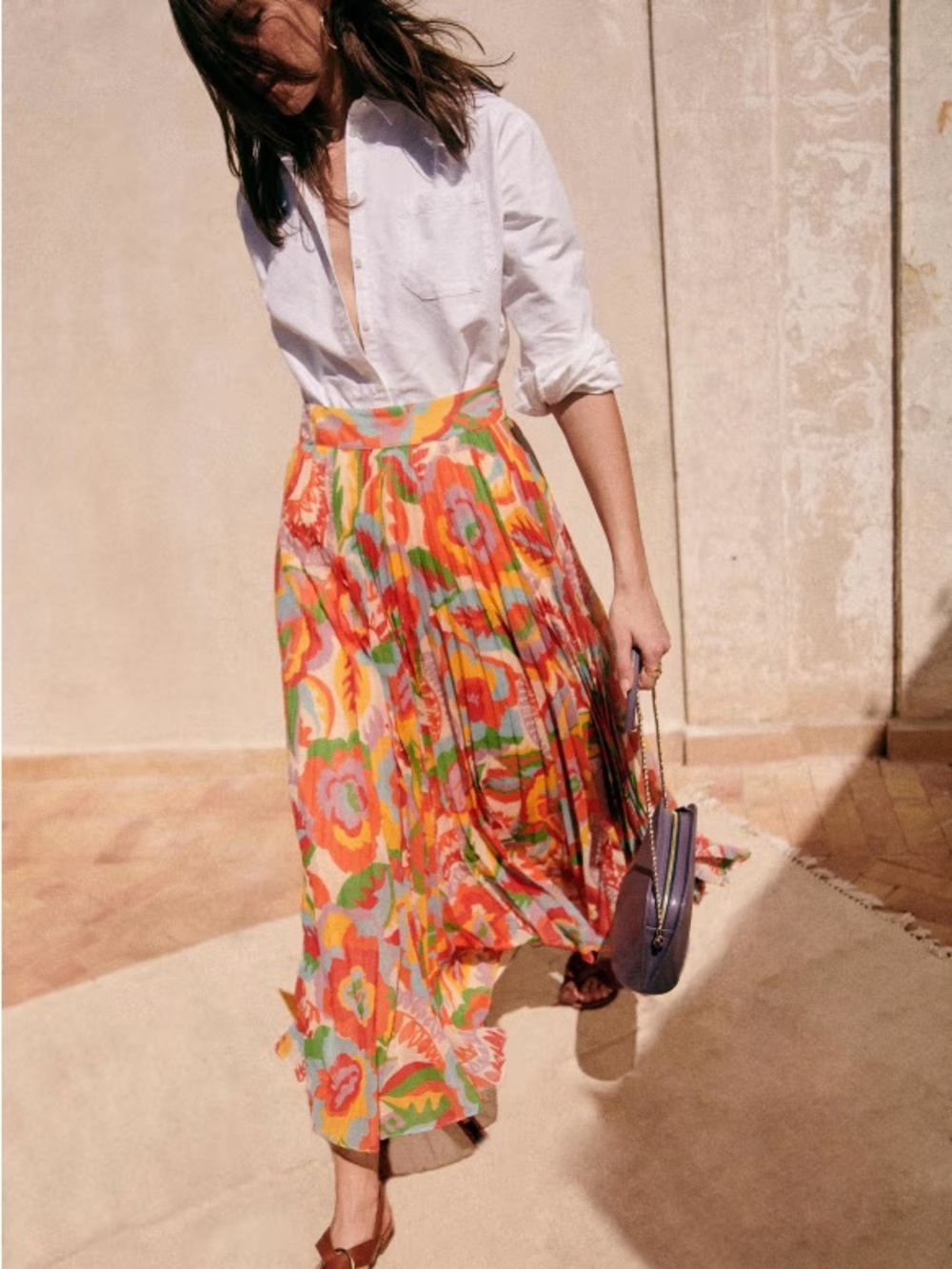 Sezane Dilo skirt in 70s floral